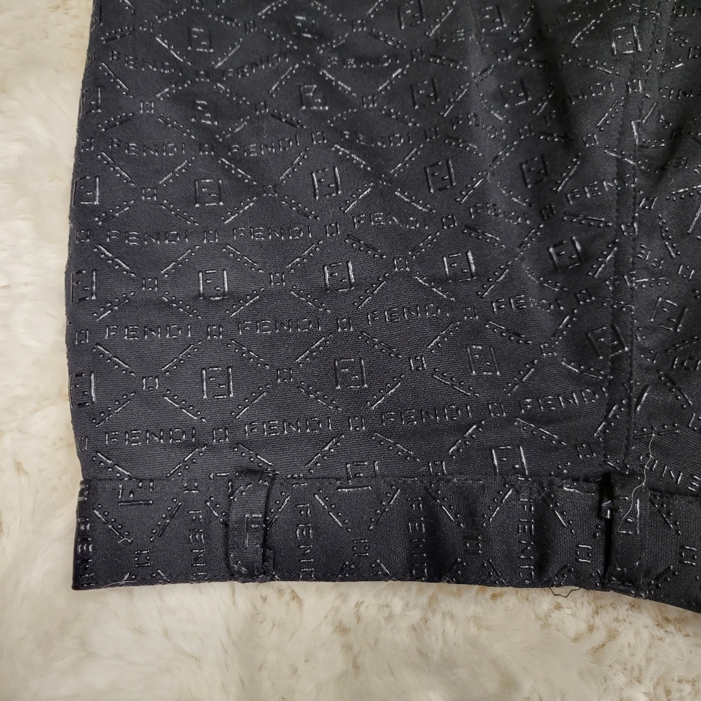 Vintage Fendi FF Zucca Monogram Embossed Pants Black Straight Leg Y2K Designer - Picture 8 of 12